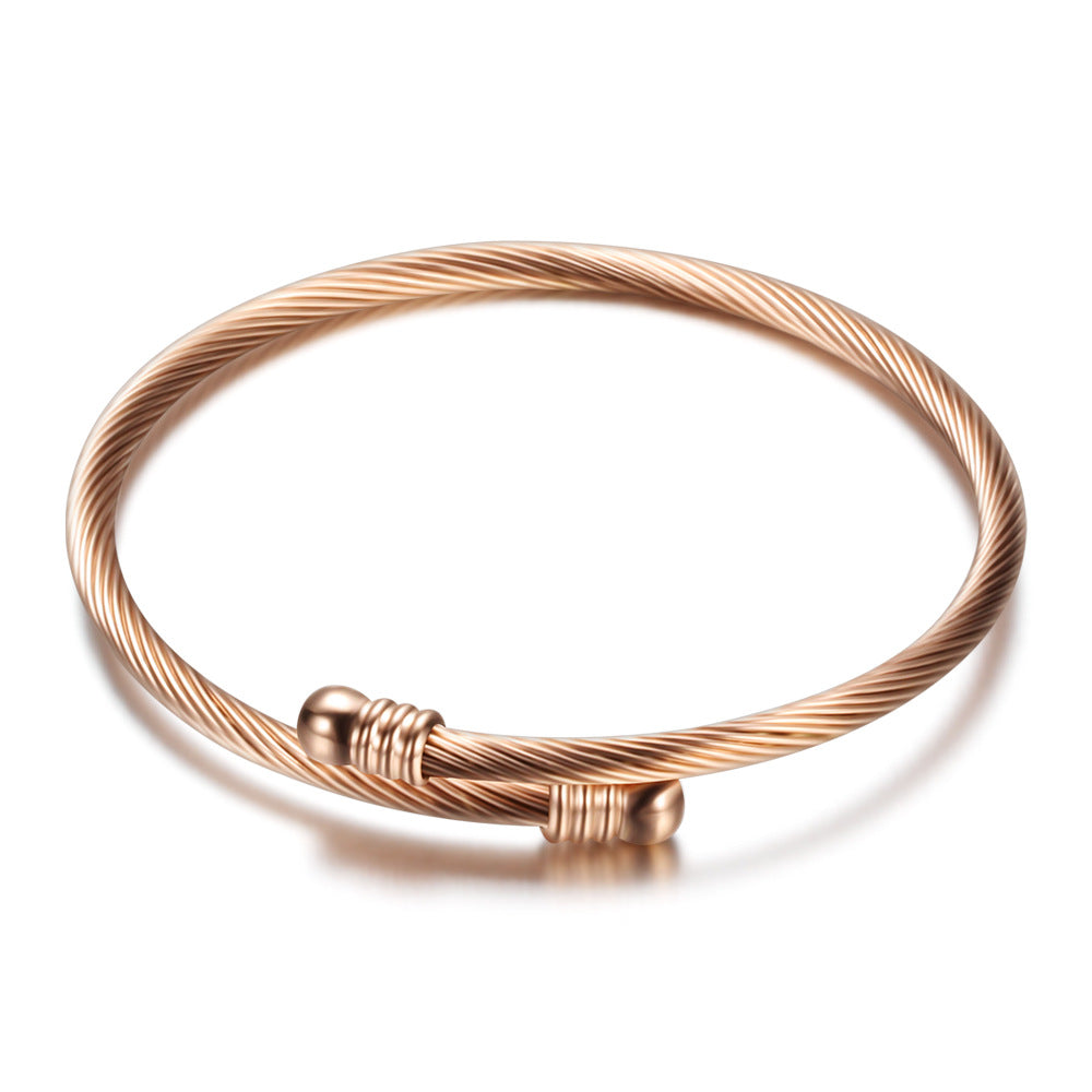 Wholesale Three Color 18K Gold Cable Wire Stainless Steel Bracelet